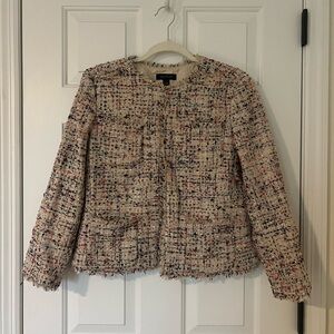 Ann Taylor Cream and Pink Tweed Blazer